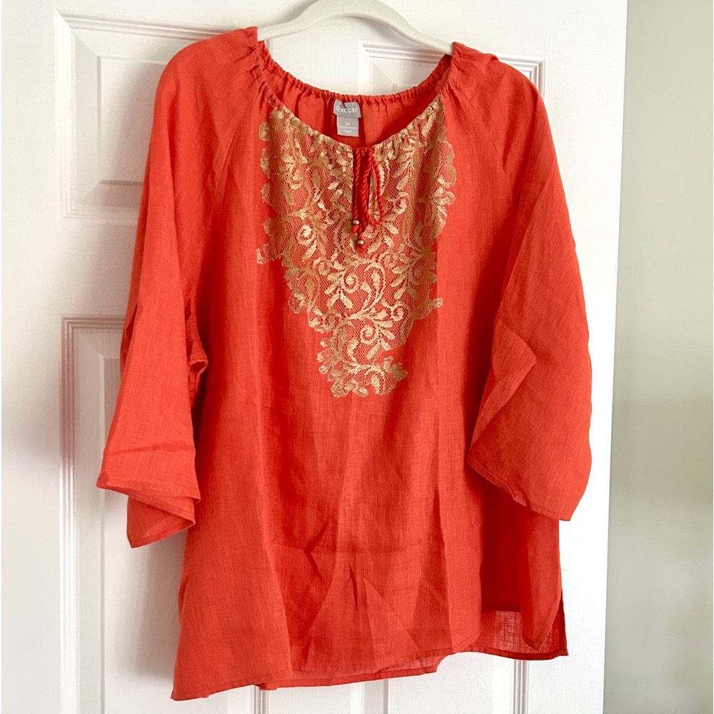 Chico’s linen peasant blouse